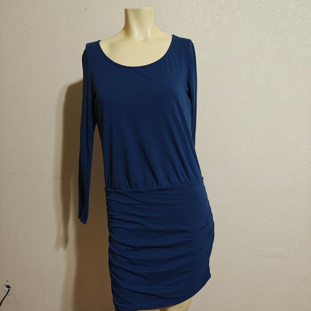 Banana Republic Navy Blue Ruched Bodycon Long Sleeve Dress Womens Small
